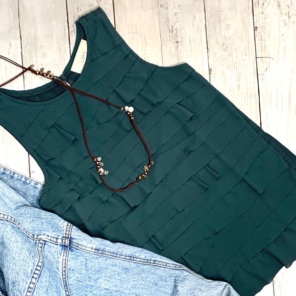 LOFT Tops - LOFT Moss Green Flutter Tank Small